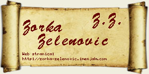 Zorka Zelenović vizit kartica